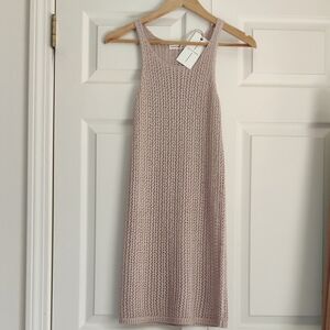 Moon & Madison Tan Ribbed Halter Midi Dress